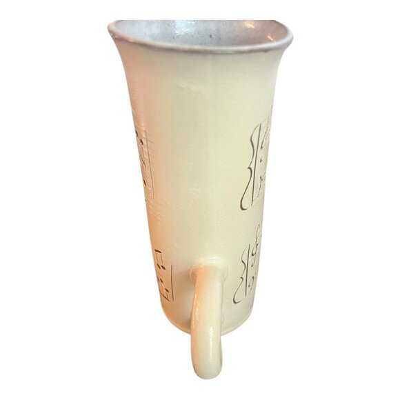 Allegretto Musical Pottery Mug With Musical Notes Design 6.25" Tall Beige, Black - Picture 5 of 8